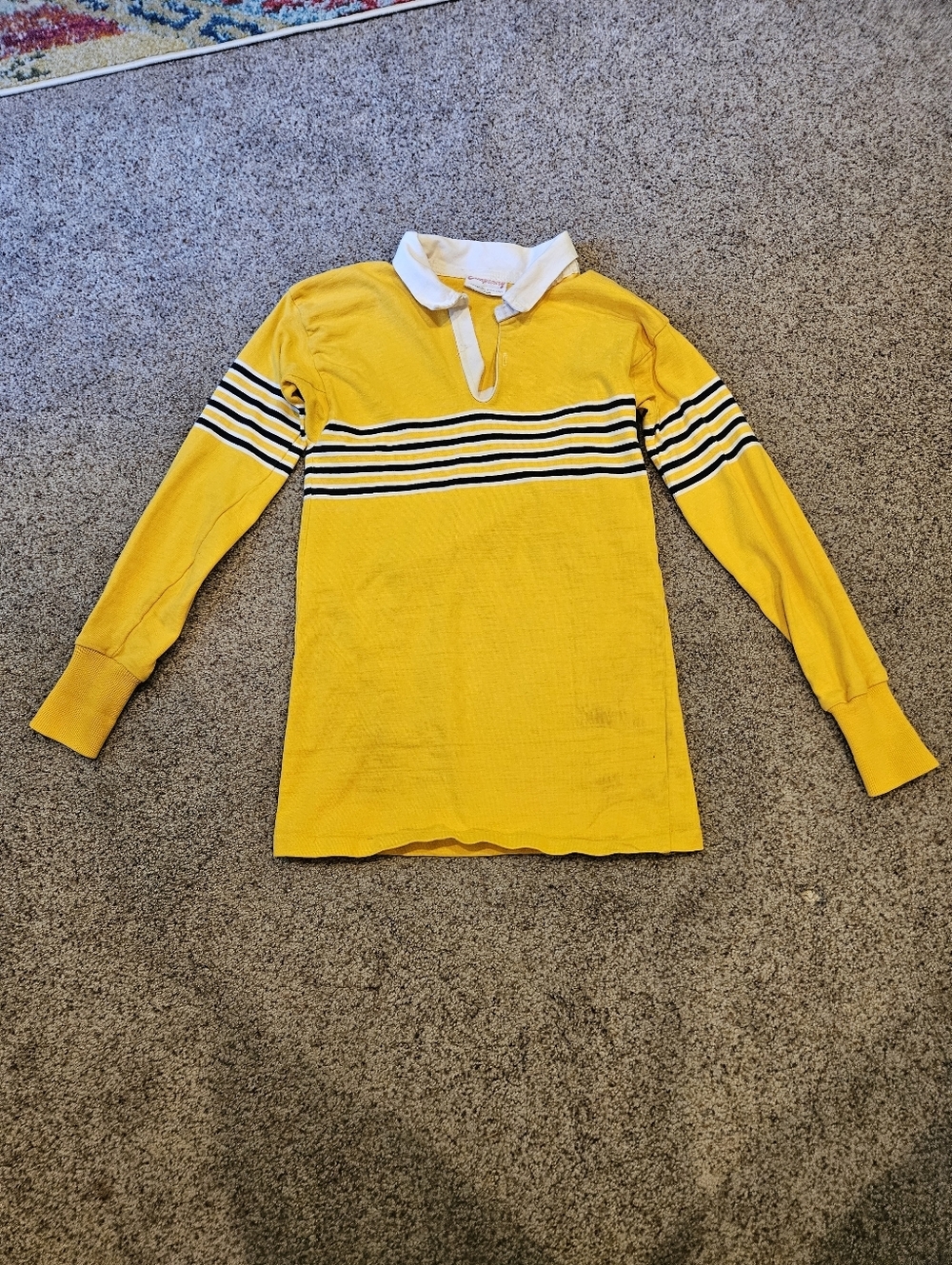 Vintage Yellow 100% Cotton Canterbury Rugby Jersey, Size XXS